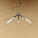 Industrial Style 3-Light Glass Bottle Chandelier With Pipe Design In Black/Clear Clear