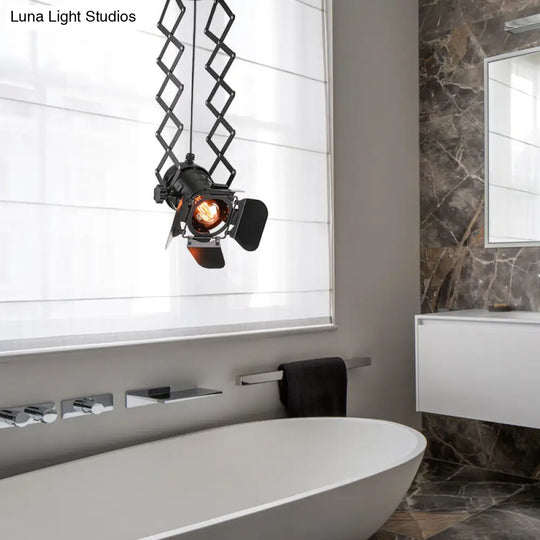 Industrial Style Black Ceiling Mounted Spotlight With Extendable Arm And Shade