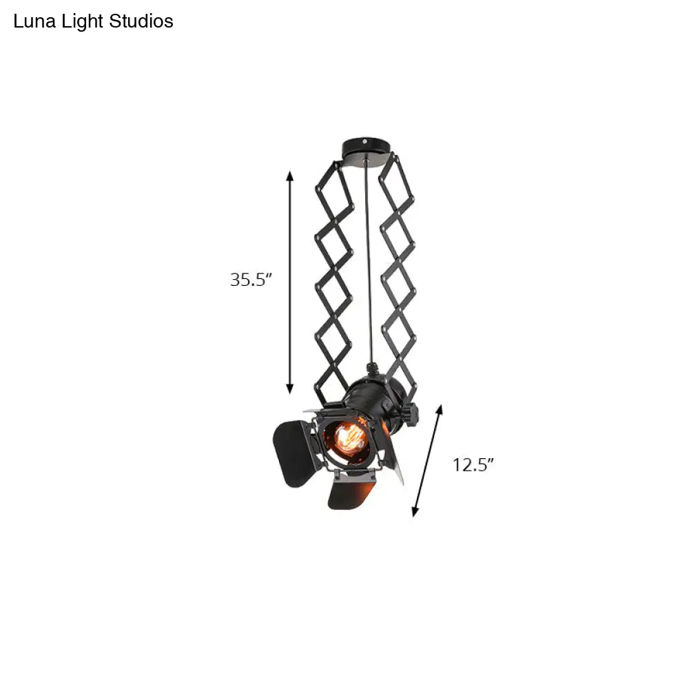 Industrial Style Black Ceiling Mounted Spotlight With Extendable Arm And Shade