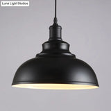 Industrial Style Black Metal Bowl Suspension Light With 1-Bulb - Ideal For Dining Room