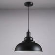 Industrial Style Black Metal Bowl Suspension Light With 1-Bulb - Ideal For Dining Room / Small