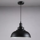 Industrial Style Black Metal Bowl Suspension Light With 1-Bulb - Ideal For Dining Room / Small