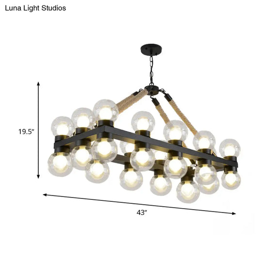 Industrial-Style Black Molecular Chandelier With 24 Clear Glass Lights For Dining Room Or Island