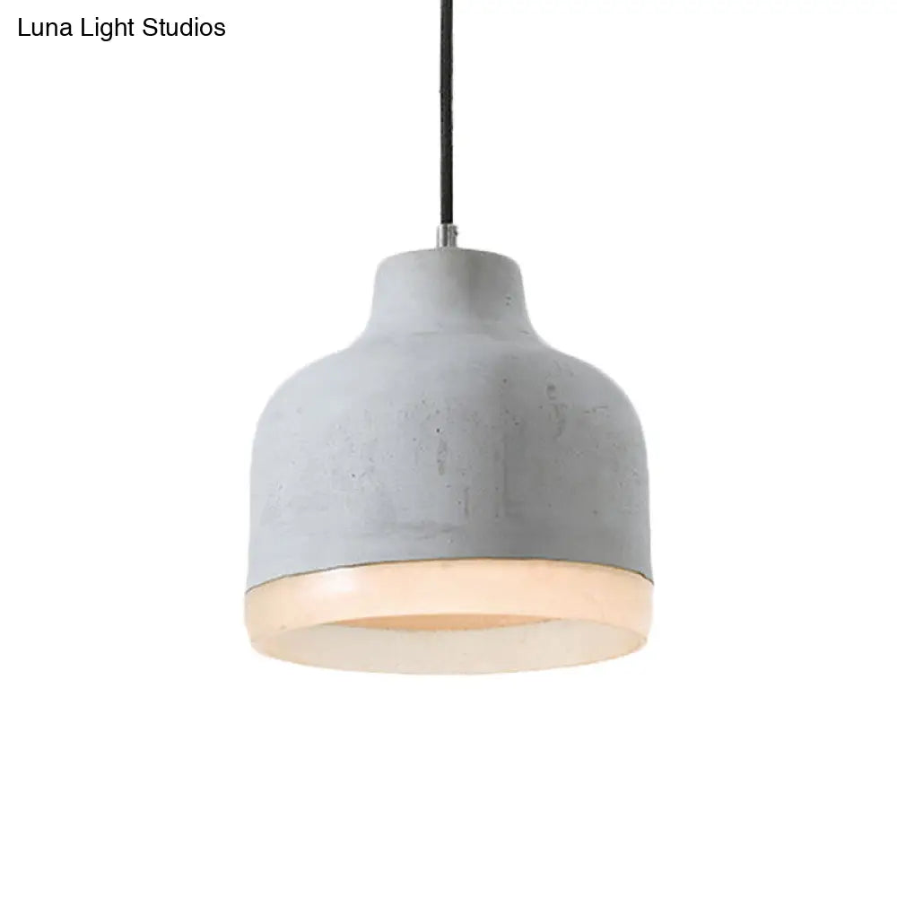 Industrial-Style Resin Pendant Ceiling Lamp - Cement Grey Hanging Lighting Cone/Bowl/Dome 1-Light