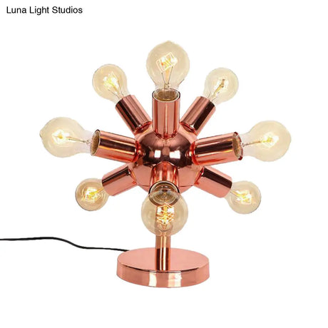 Industrial Style Copper Finish Sputnik Table Lamp | 6/9-Head Metallic Lighting For Bedroom With