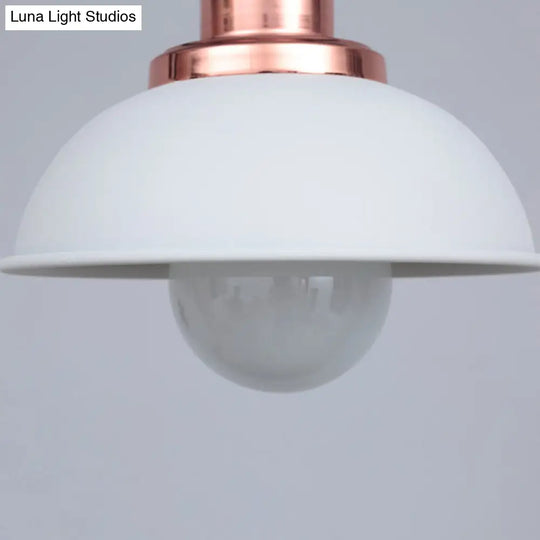 Industrial Style Dome Kitchen Island Light Fixture With 3 Metallic Lights - Black/White