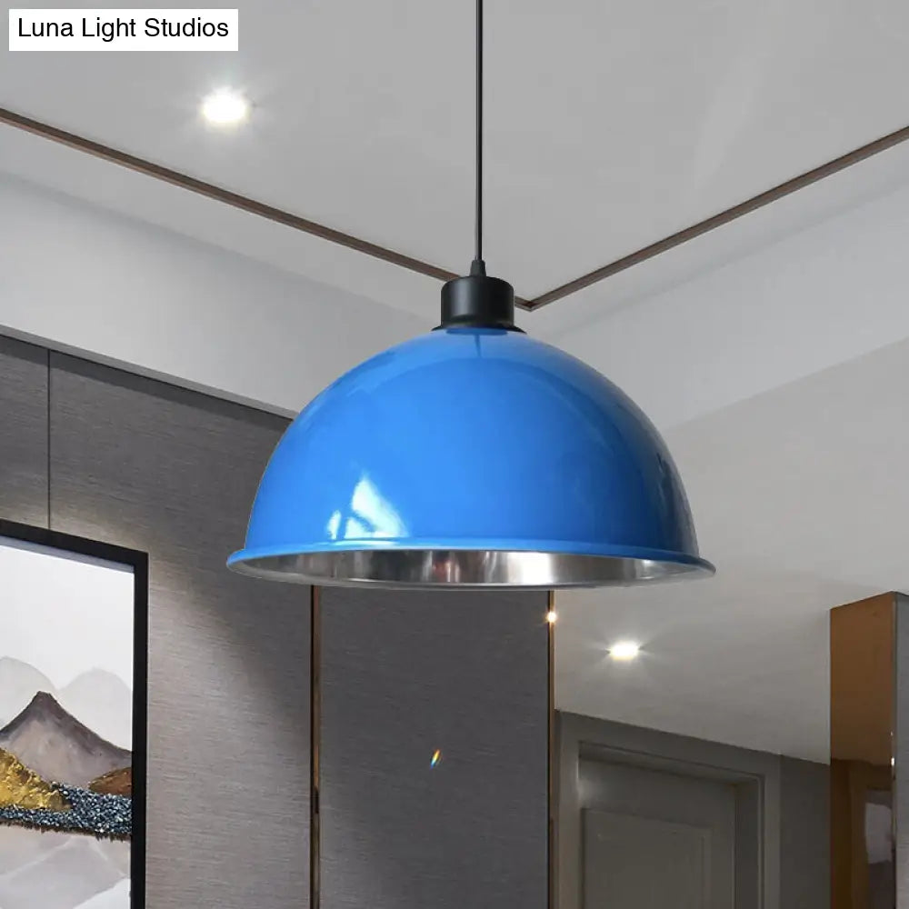 Industrial Style Domed Aluminum Ceiling Fixture With Cord - 12.5/14 W 1 Head Restaurant Hanging Lamp