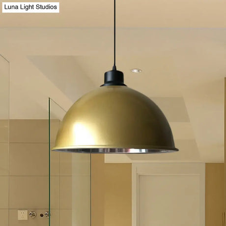Industrial Style Domed Aluminum Ceiling Fixture - 12.5’/14’ Corded Hanging Lamp In Black/Red