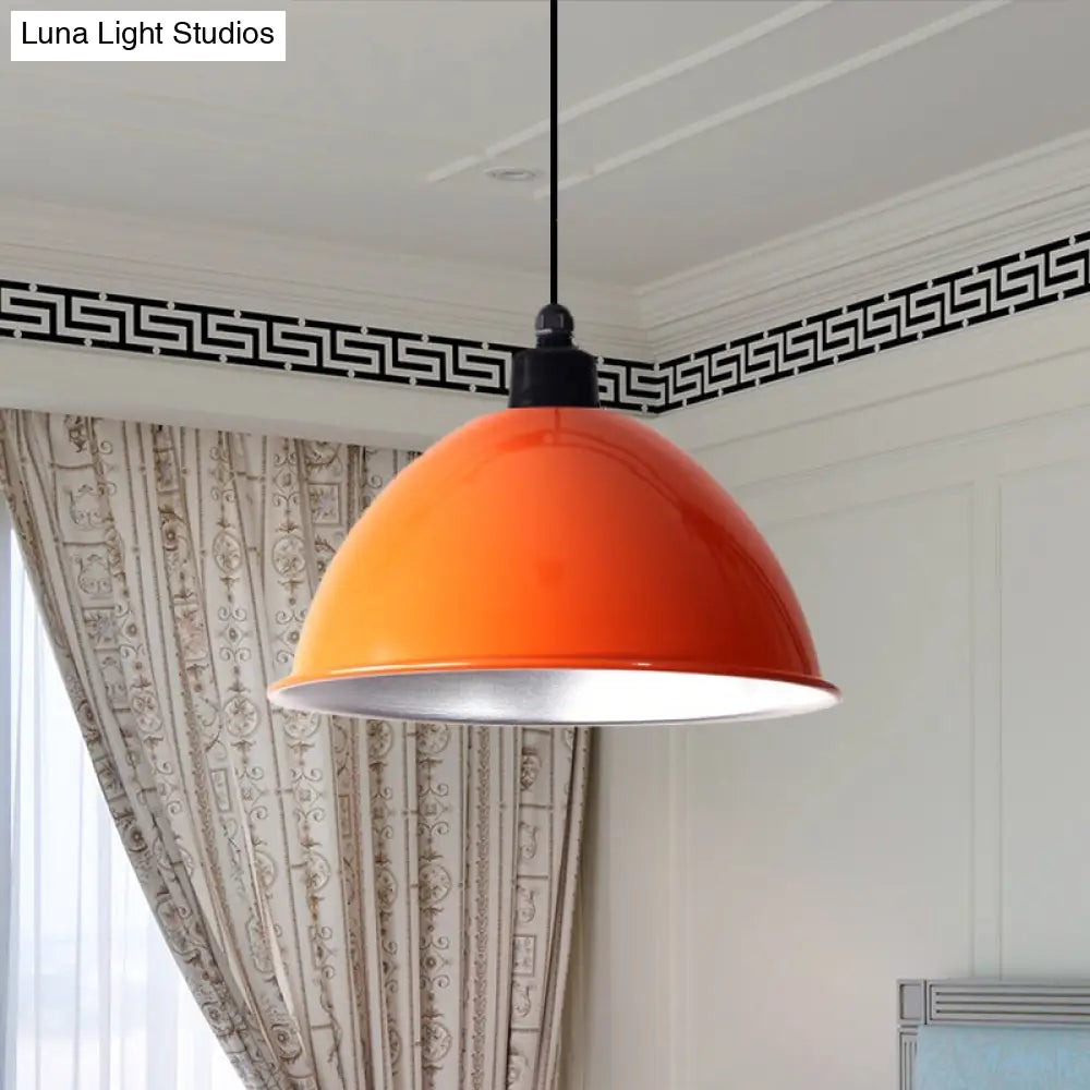 Industrial Style Domed Aluminum Ceiling Fixture With Cord - 12.5/14 W 1 Head Restaurant Hanging Lamp