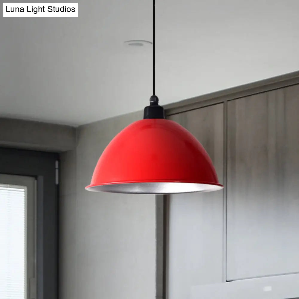 Industrial Style Domed Aluminum Ceiling Fixture With Cord - 12.5/14 W 1 Head Restaurant Hanging Lamp