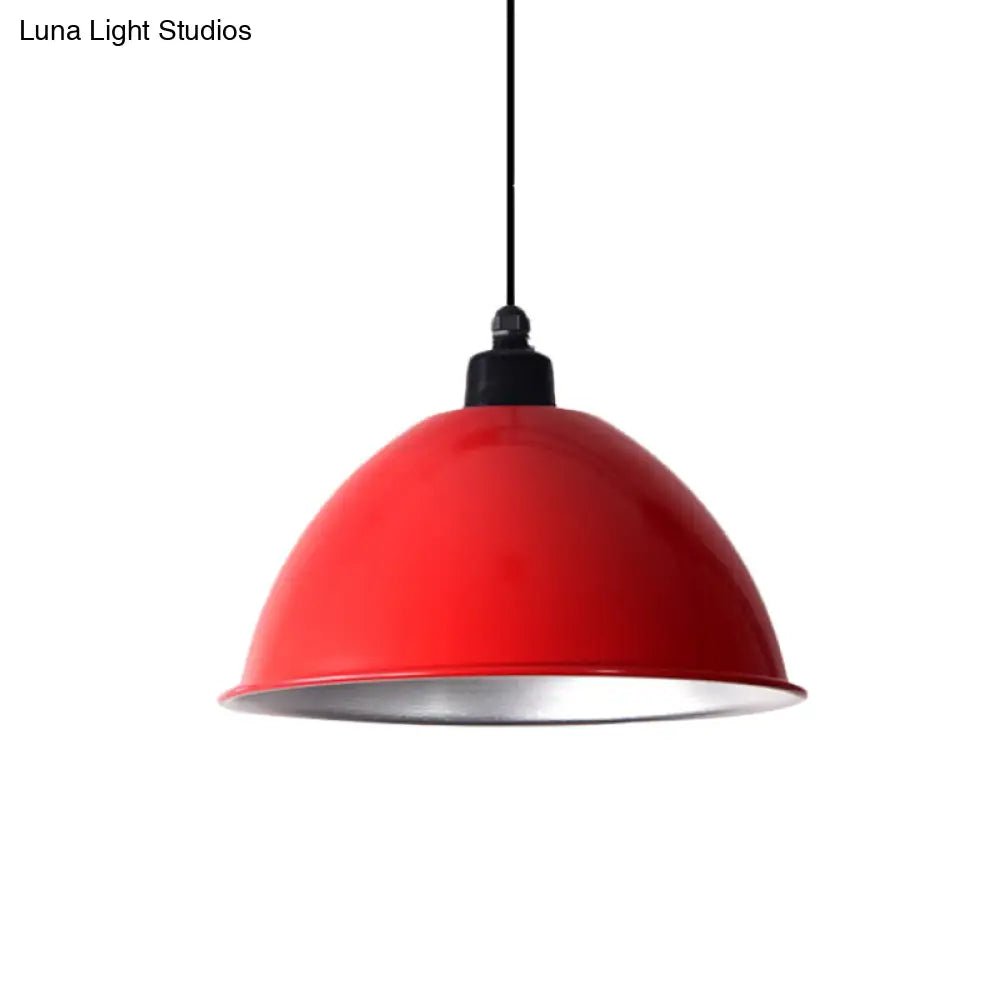 Industrial Style Domed Aluminum Ceiling Fixture With Cord - 12.5/14 W 1 Head Restaurant Hanging Lamp