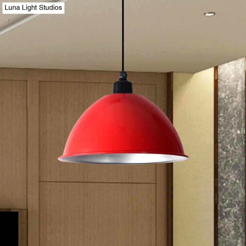 Industrial Style Domed Aluminum Ceiling Fixture With Cord - 12.5/14 W 1 Head Restaurant Hanging Lamp