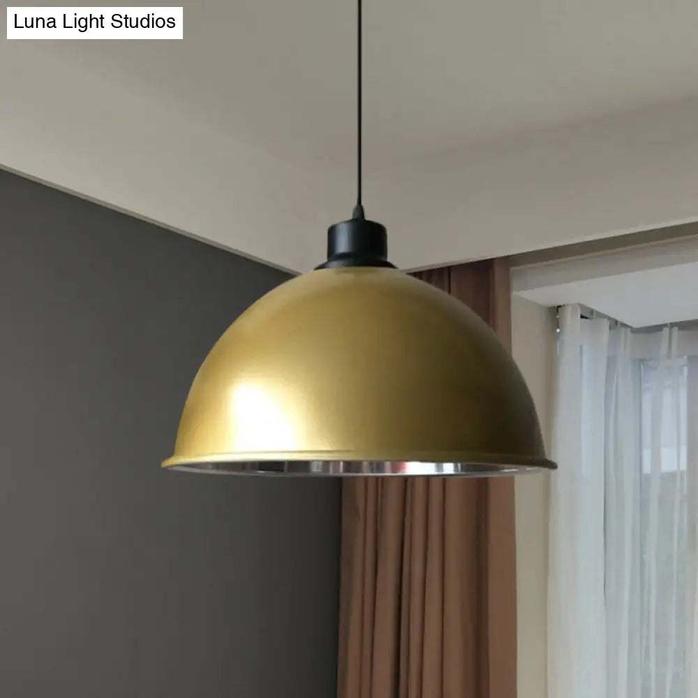 Industrial Style Domed Aluminum Ceiling Fixture With Cord - 12.5/14 W 1 Head Restaurant Hanging Lamp