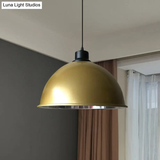 Industrial Style Domed Aluminum Ceiling Fixture With Cord - 12.5/14 W 1 Head Restaurant Hanging Lamp