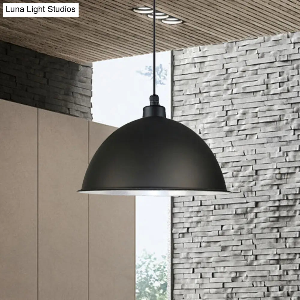 Industrial Style Domed Aluminum Ceiling Fixture With Cord - 12.5/14 W 1 Head Restaurant Hanging Lamp