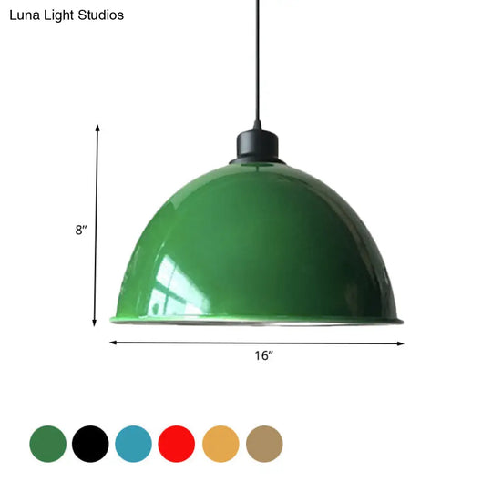 Industrial Style Domed Aluminum Ceiling Fixture With Cord - 12.5/14 W 1 Head Restaurant Hanging Lamp