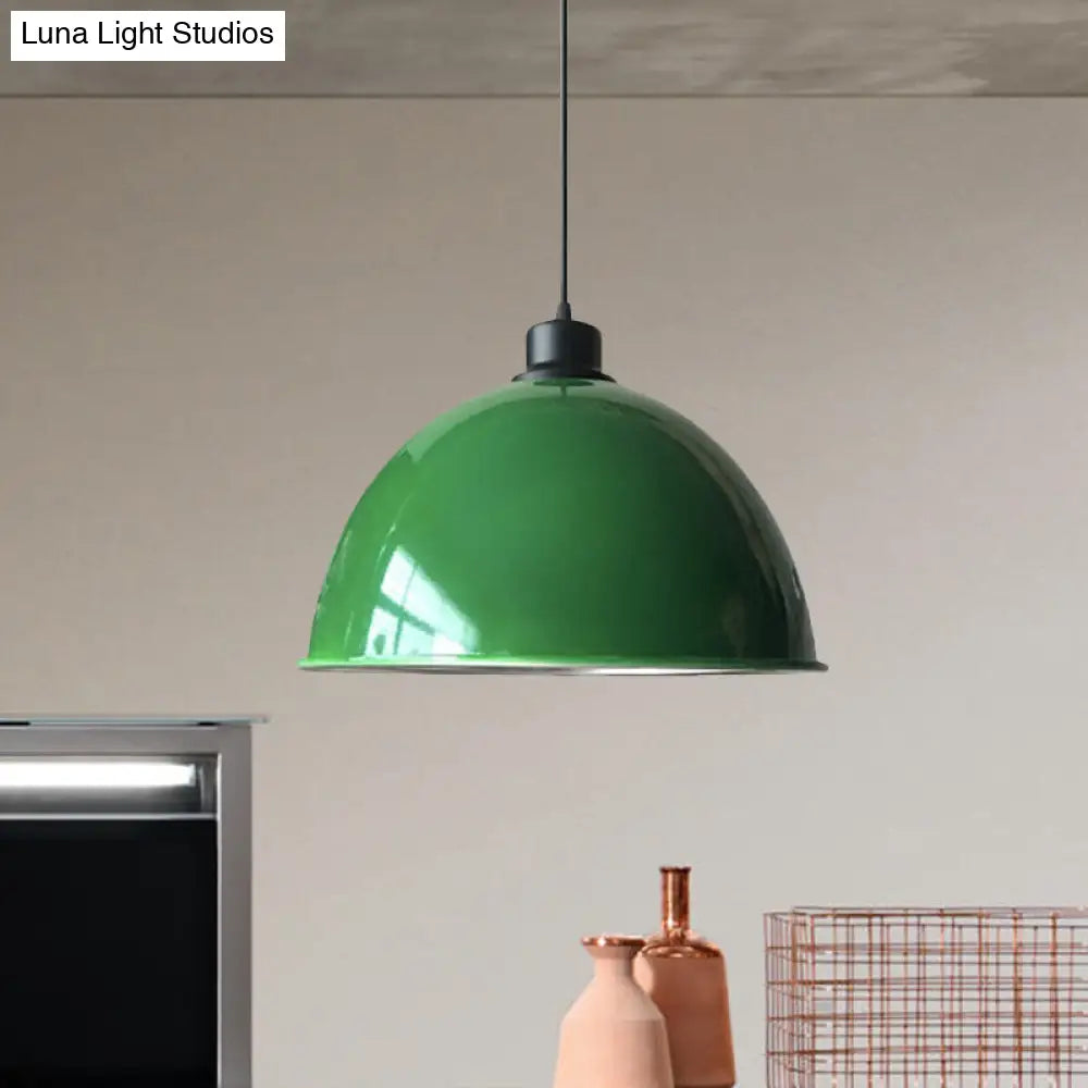 Industrial Style Domed Aluminum Ceiling Fixture With Cord - 12.5/14 W 1 Head Restaurant Hanging Lamp