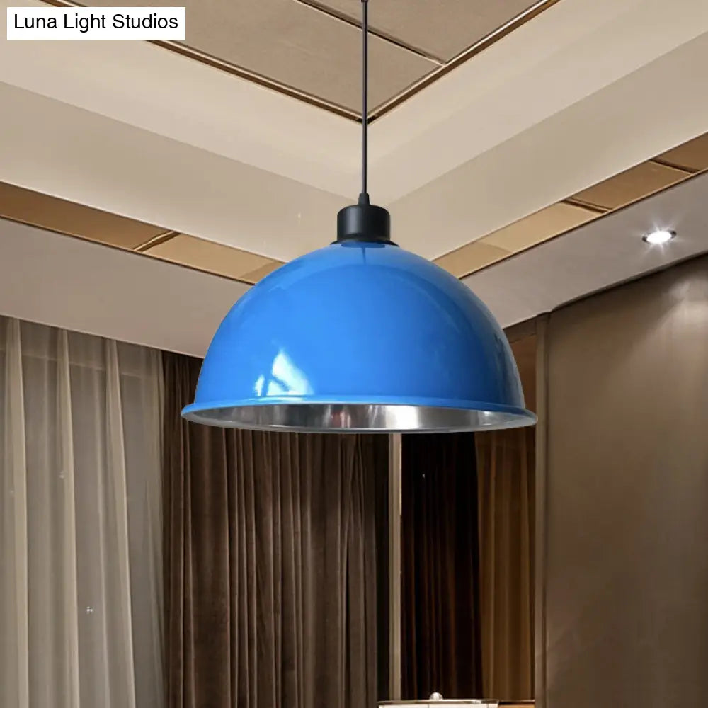 Industrial Style Domed Aluminum Ceiling Fixture With Cord - 12.5/14 W 1 Head Restaurant Hanging Lamp