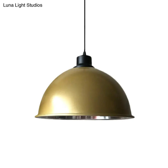 Industrial Style Domed Aluminum Ceiling Fixture - 12.5’/14’ Corded Hanging Lamp In Black/Red