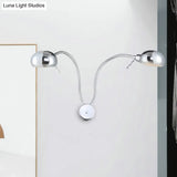 Industrial Style Double Domed Metal Wall Sconce - 2-Light Bedroom Fixture With Flexible Arm