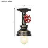 Industrial Style Exposed Bulb Semi Flush Mount Ceiling Light In Antique Bronze/Silver/Brass With