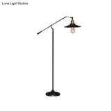 Industrial Style Floor Standing Lamp In Black/Bronze With Flared Metal Shade 10/12 Wide