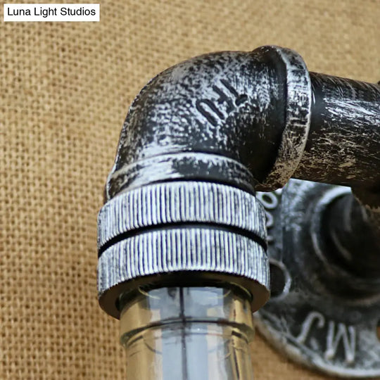 Industrial-Style Gray/Blue Glass Wall Sconce Light With 2 Wine Bottle Lights Ideal For Living Room