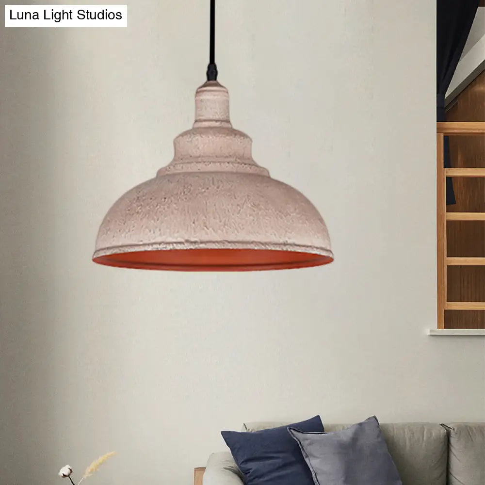 Industrial Style Gray/White Wrought Iron Dome Pendant Ceiling Light For Restaurants White