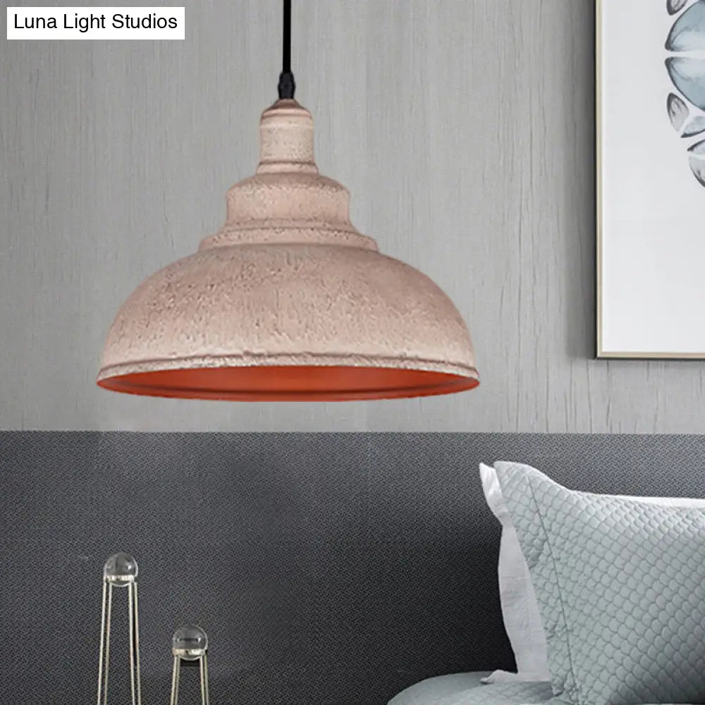 Industrial Style Gray/White Wrought Iron Dome Pendant Ceiling Light - Perfect For Restaurants