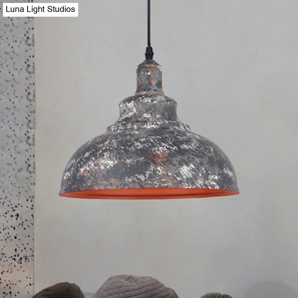Industrial Style Gray/White Wrought Iron Dome Pendant Ceiling Light For Restaurants Grey