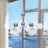 Industrial Style Hanging Chandelier Light - 13’/27.5’/34’ W Orbit Shade Amber/Clear/Smoke