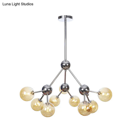 Industrial Style Hanging Chandelier Light - 13’/27.5’/34’ W Orbit Shade Amber/Clear/Smoke
