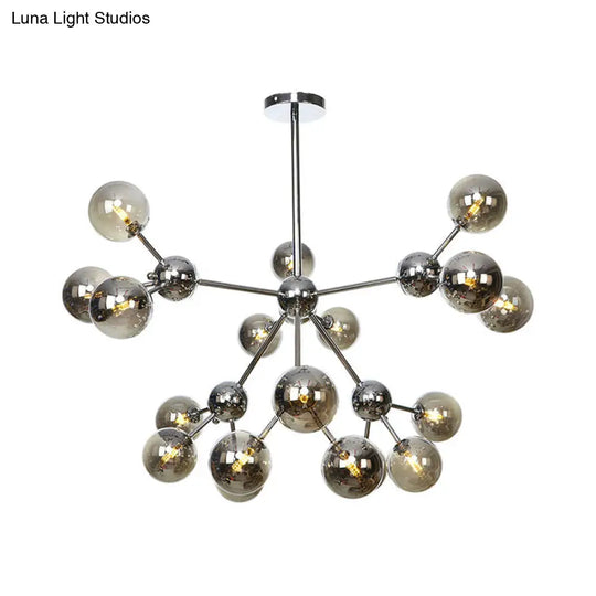 Industrial Style Hanging Chandelier Light - 13’/27.5’/34’ W Orbit Shade Amber/Clear/Smoke
