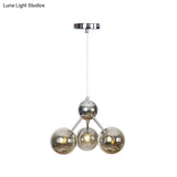 Industrial Style Hanging Chandelier Light - 13’/27.5’/34’ W Orbit Shade Amber/Clear/Smoke