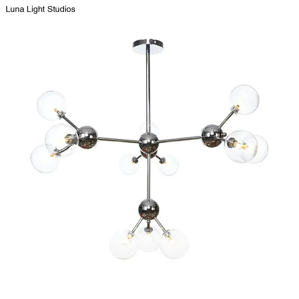 Industrial Style Hanging Chandelier Light With Amber/Clear/Smoke Gray Glass In 3/9/12 Lights -