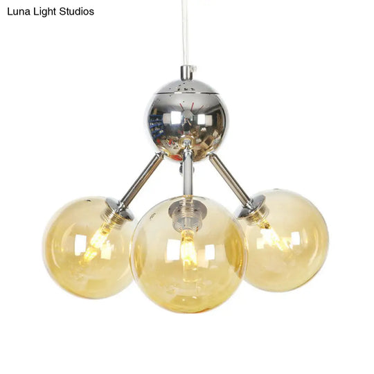 Industrial Style Hanging Chandelier Light - 13’/27.5’/34’ W Orbit Shade Amber/Clear/Smoke