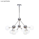 Industrial Style Hanging Chandelier Light - 13’/27.5’/34’ W Orbit Shade Amber/Clear/Smoke