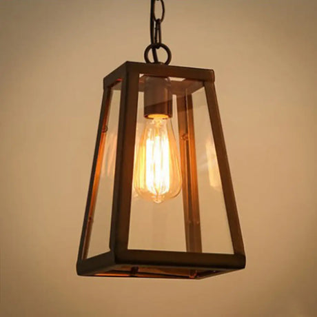 Industrial Style Hanging Lamp With Clear Glass Shade For Living Room Black