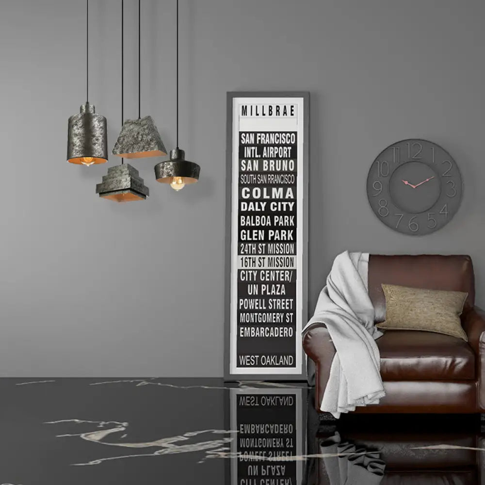 Industrial Style Iron Pendant Light Fixture - 4-Light Aged Black Shade Indoor Hanging Lighting