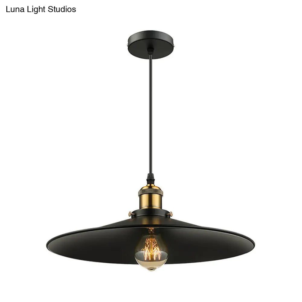 Industrial Style Metal Conic Ceiling Pendant - 1-Light Brass/Weathered Brass Dining Table Fixture