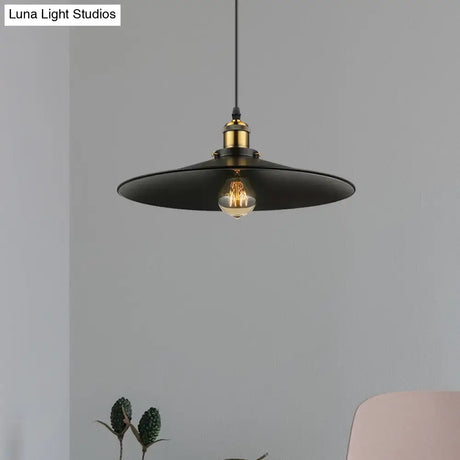 Industrial Style Metal Conic Ceiling Pendant With 1 Light In Brass/Weathered Brass