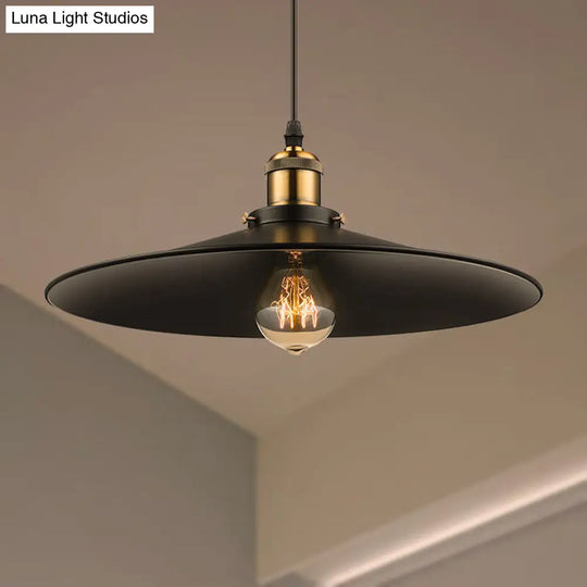 Industrial Style Metal Conic Ceiling Pendant - 1-Light Brass/Weathered Brass Dining Table Fixture