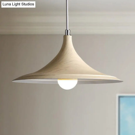 Industrial Style Metal Pendant Light - Flared Shade 1 White Perfect For Coffee Shops