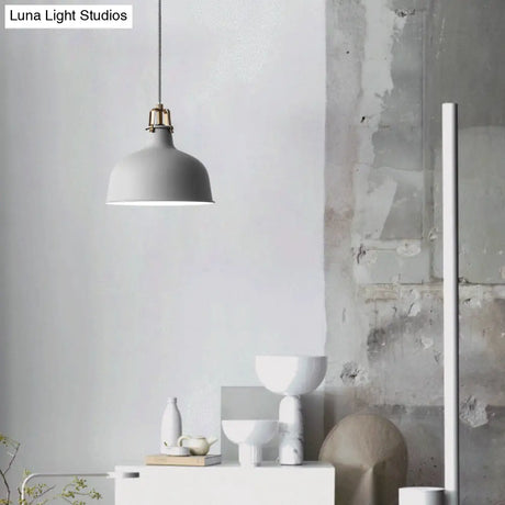 Industrial Style Metal Pendant Light With Adjustable Cord - 1-Light 8.5’/13’ Width Domed