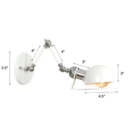 Industrial Style Metal Wall Lamp - Swing Arm Mounted Reading Light White / 4+4