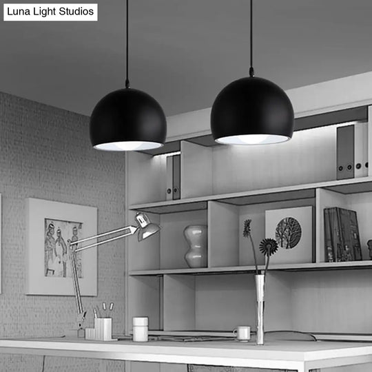 Industrial Style Metallic 1 Head Hanging Pendant Lamp - Black Globe Shade 8’/10’/14’ Width