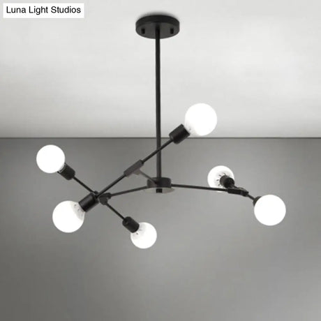 Industrial Style Metallic Black/Gold Chandelier Ceiling Light Fixture - 6/8 Lights For Bedroom