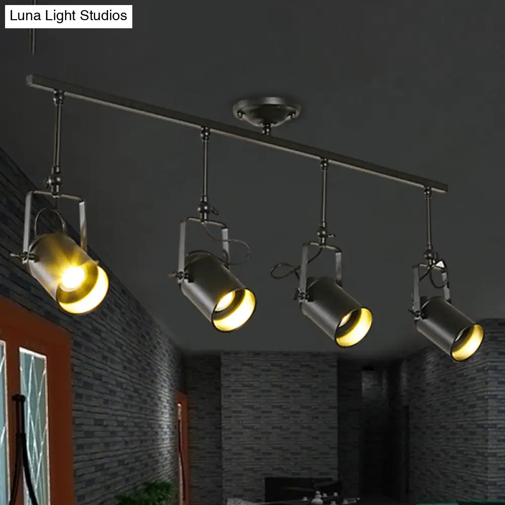 Industrial Style Metallic Cylinder Dining Room Semi-Flush Light Track Fixture - Rotatable