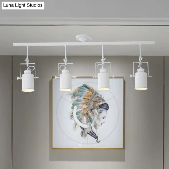 Industrial Style Metallic Cylinder Dining Room Semi-Flush Light Track Fixture - Rotatable