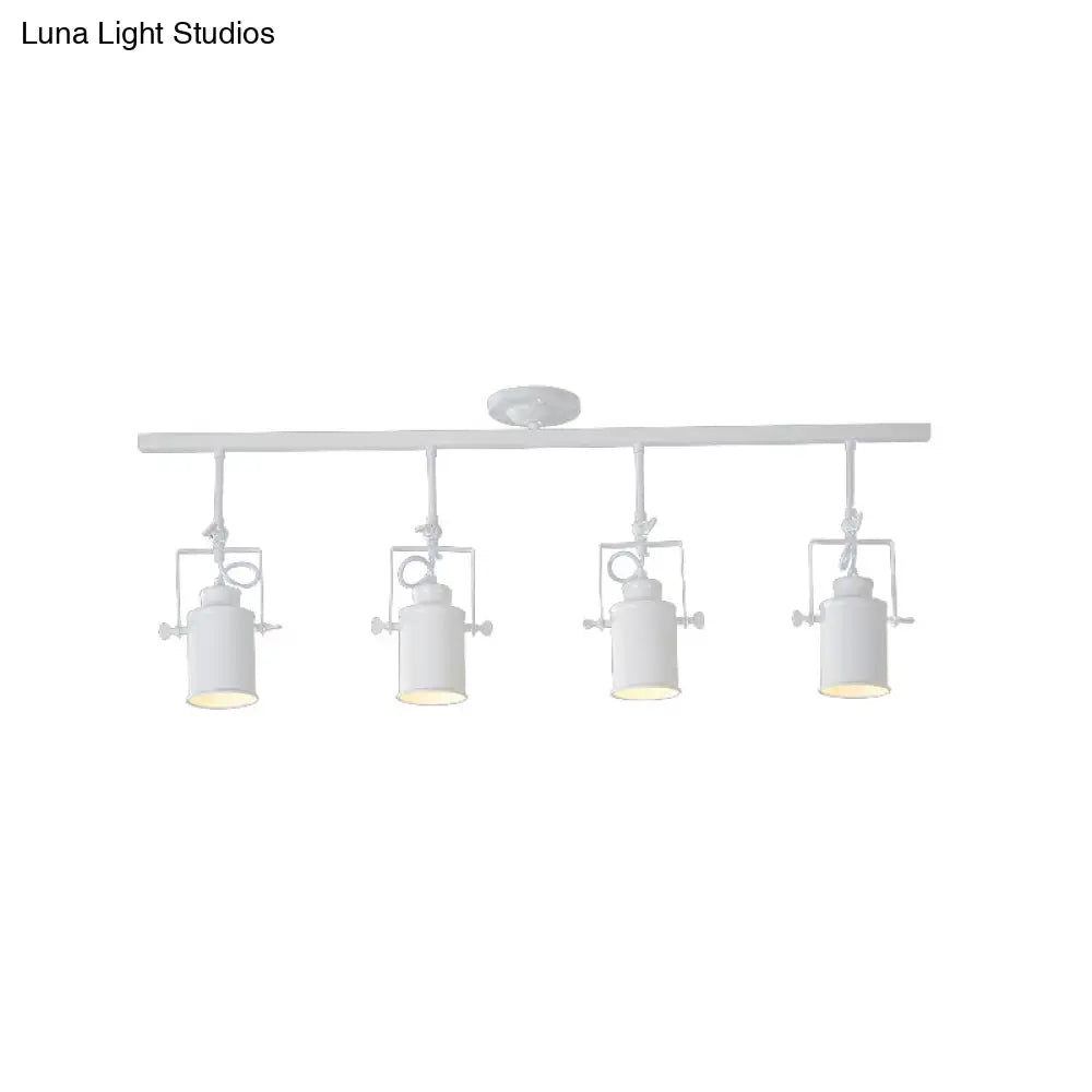 Industrial Style Metallic Cylinder Dining Room Semi-Flush Light Track Fixture - Rotatable